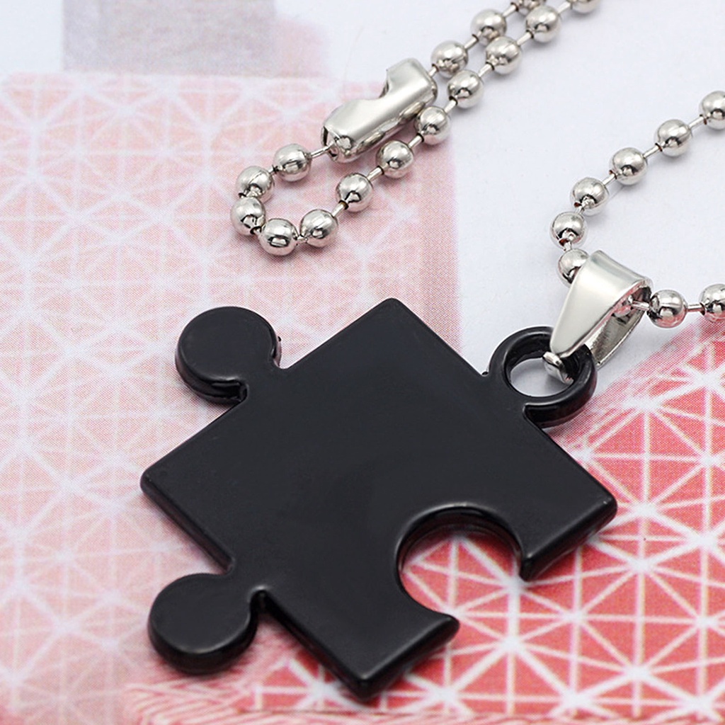 Hu Hu Hu Hu Hu Alat Bantu Pasang Kacamata♡ 2pcs Kalung Rantai Liontin Hati Motif Tulisan Her King His Queen Untuk Pasanganpriawanita