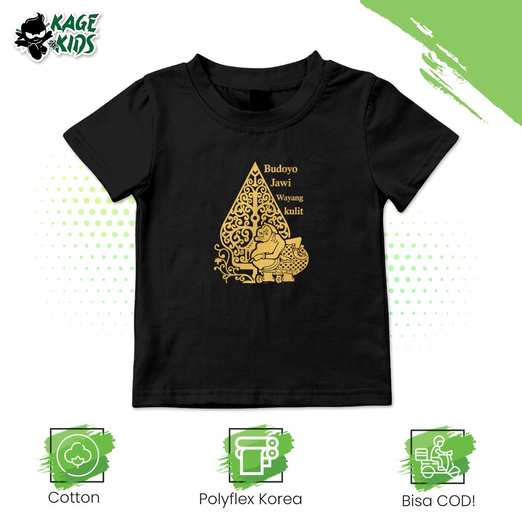 Kaos Distro Anak BUDOYO JAWI WAYANG KULIT Laki Laki dan Perempuan / Baju Anak Motif Budaya Daerah