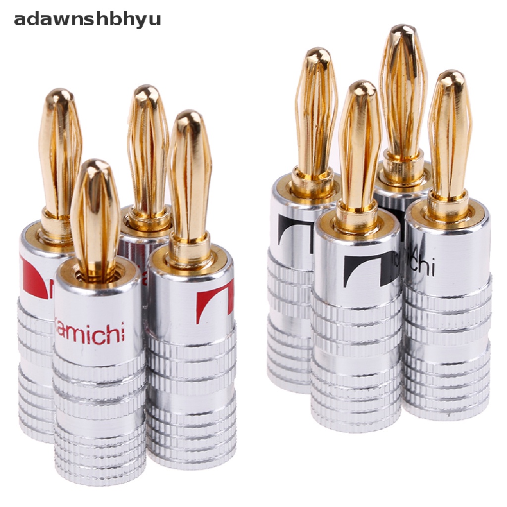Adawnshbhyu 4pcs 2pasang Konektor Jack Audio Colokan Pisang Speaker Lapis Emas 24K