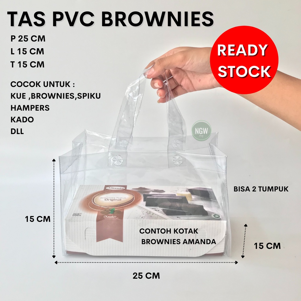 

Tas pvc mika goodie bag 25x15x15 kotak brownies kue ready stock