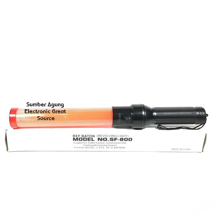 Senter Parkir SF800 Panjang Warning Light Merah 2pcs Batre D Besar