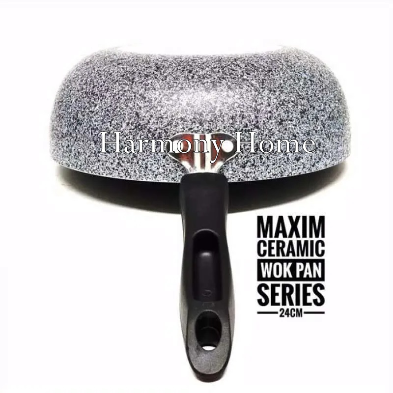 Terbaru Maxim Neostone 24 Cm Deep Wok Pan Anti Lengket Marble Ceramic Wok Maxim Neostone Deep Wok
