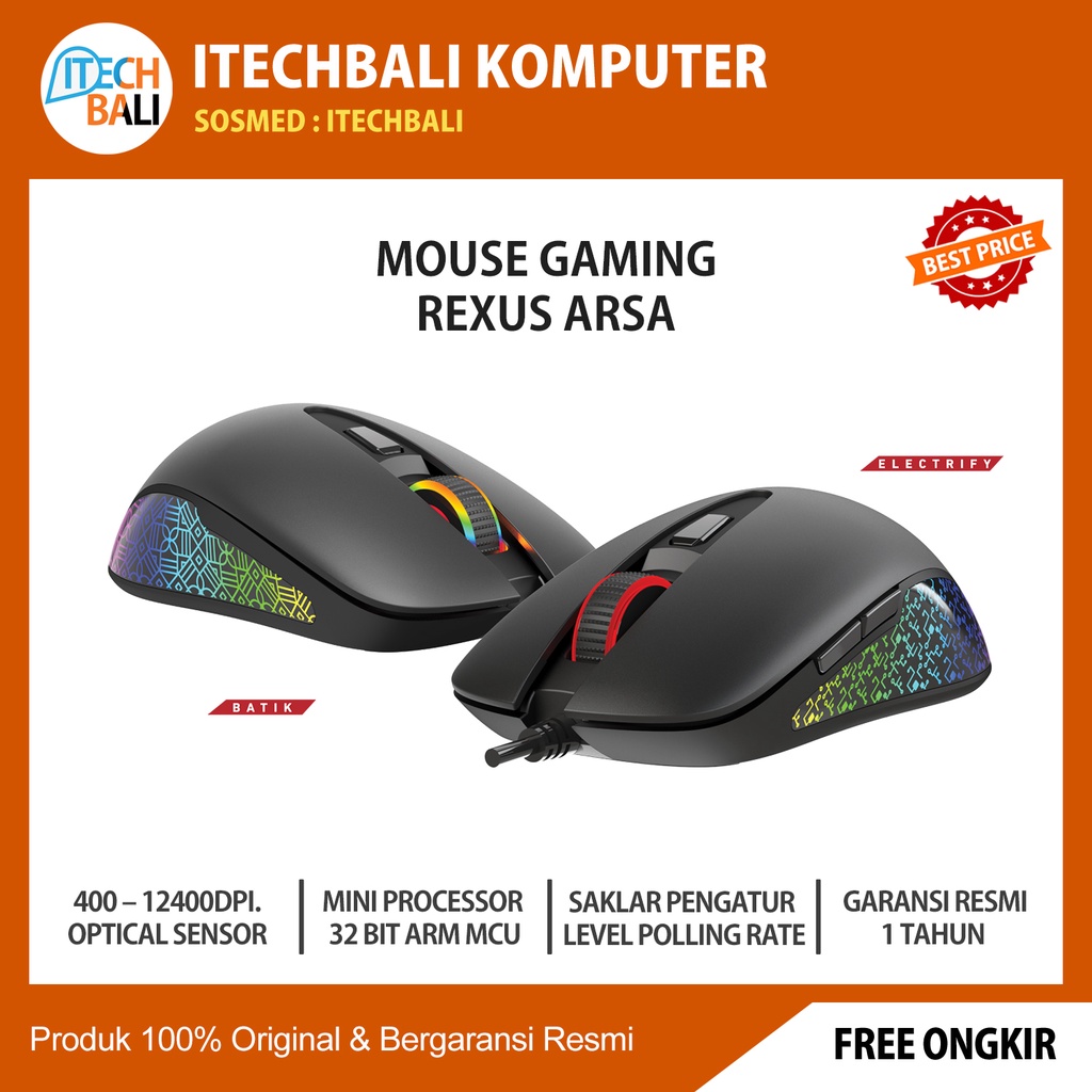 Mouse REXUS ARSA BATIK Macro Gaming Rgb | ITECHBALI