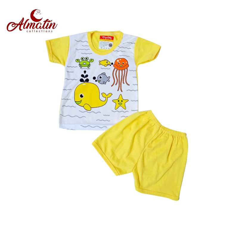 Setelan Baju Bayi Tangan Pendek Oblong Dapat 3 Setel / 3PcsSetelan Baju Bayi Tangan Pendek 0-8 Bulan