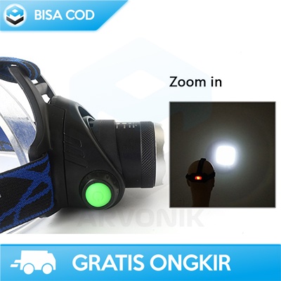 HEADLAMP CREE XML T6 OUTDOOR WATERPROOF RECHARGEABLE TAFFLED ORIGINAL