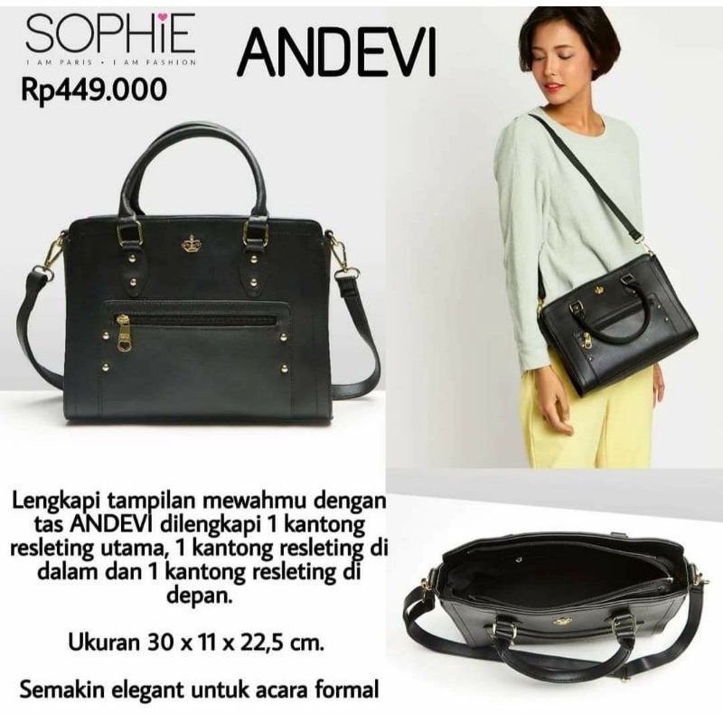 TAS HITAM ANDEVI SAS MAHKOTA SOPHIE PARIS PROMO MURAH