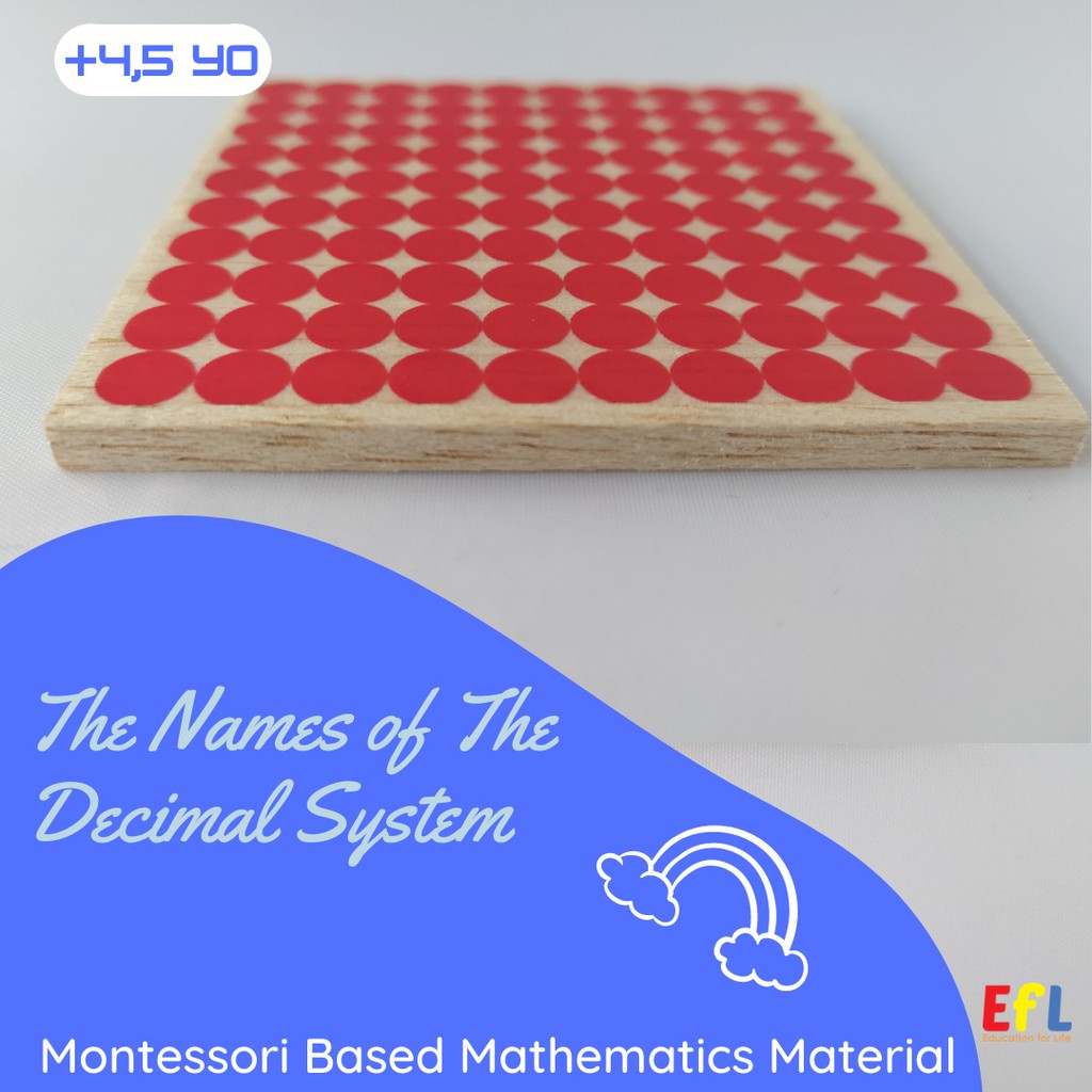 Montessori Hundred Beads / Wooden Hundred Square/ / Beaded Hundred Square / Golden Beads Ratusan