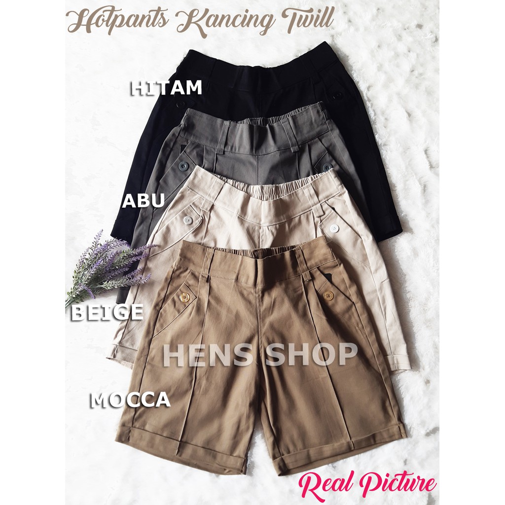 HOTPANTS KANCING TWILL / CELANA PENDEK KANCING TWILL