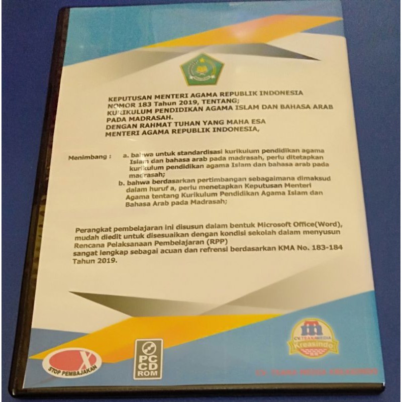 Cd Perangkat Pembelajaran Rpp Bahasa Arab Kelas Ix 9 Sesuai Kma 183 2019 Rpp 1 Lembar Daring Luring Shopee Indonesia