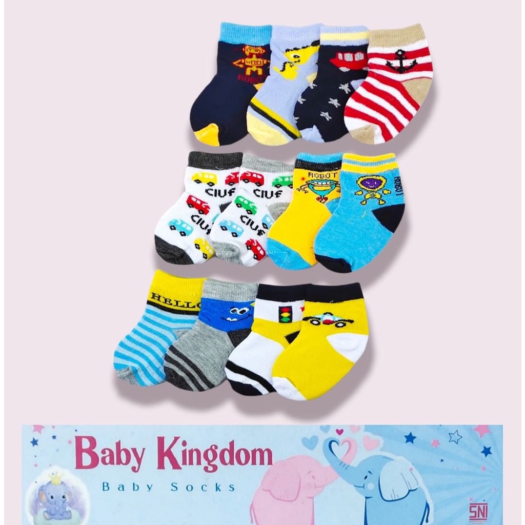 PROMO 12.12 MURAH 3 Pcs Kaos Kaki baby WINTEKU / BABY KINGDOM newborn size 0-6 Bulan