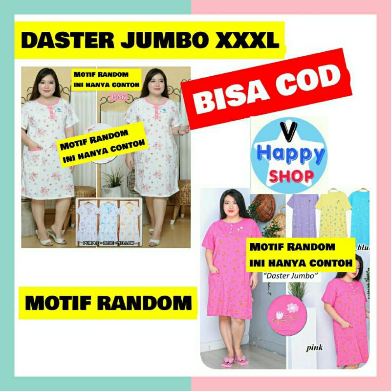 BAJU TIDUR KAOS DASTER JUMBO XXXL ,BISA COD
