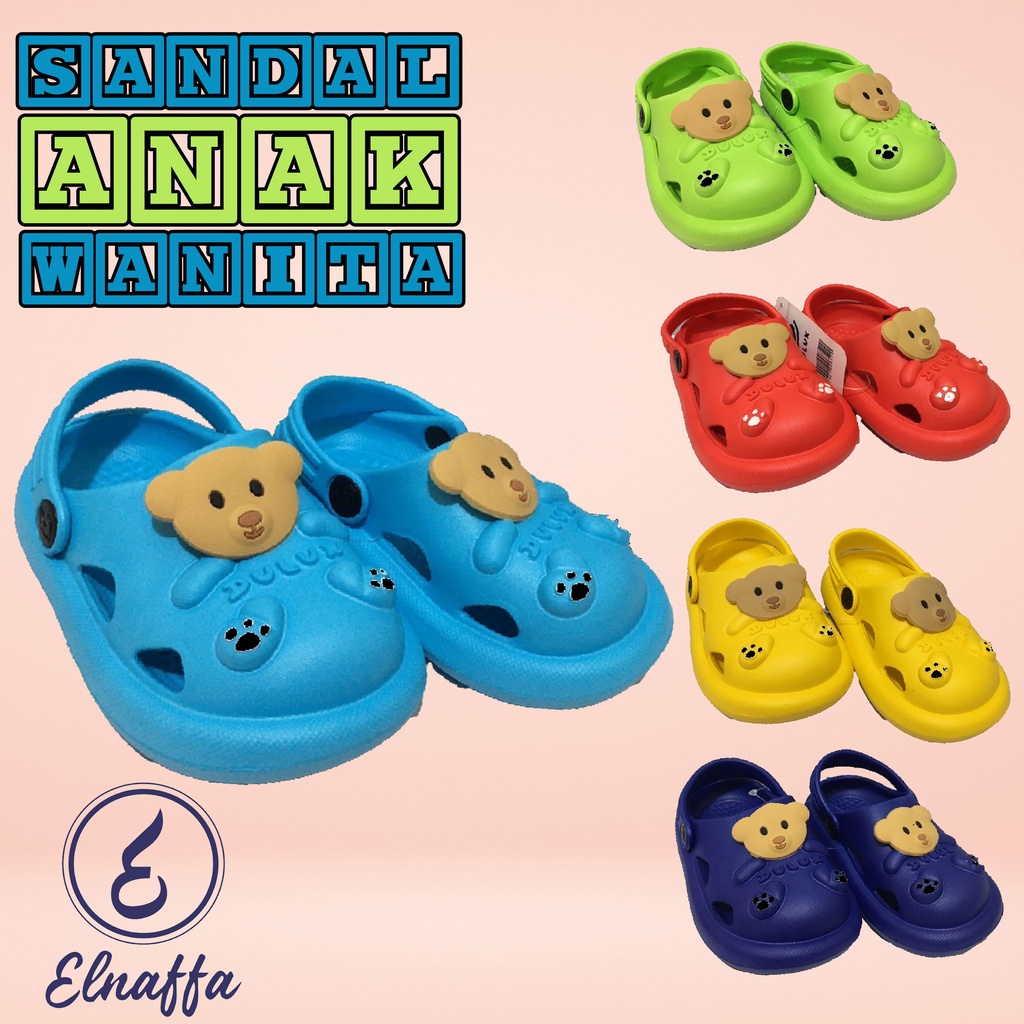 EL-NAFFA Sandal Anak  Selop Tali belakang Motif Anak Beruang Baby bear 20-25 M378D