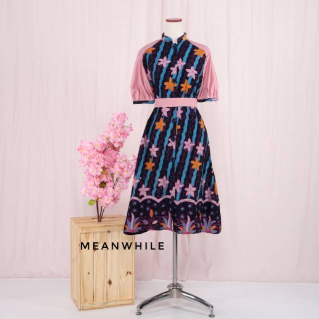 Kania dress batik tulis - pink sakura