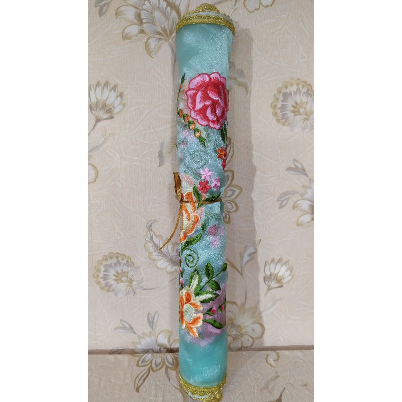 Selendang koto gadang-Biru Mint renda gold