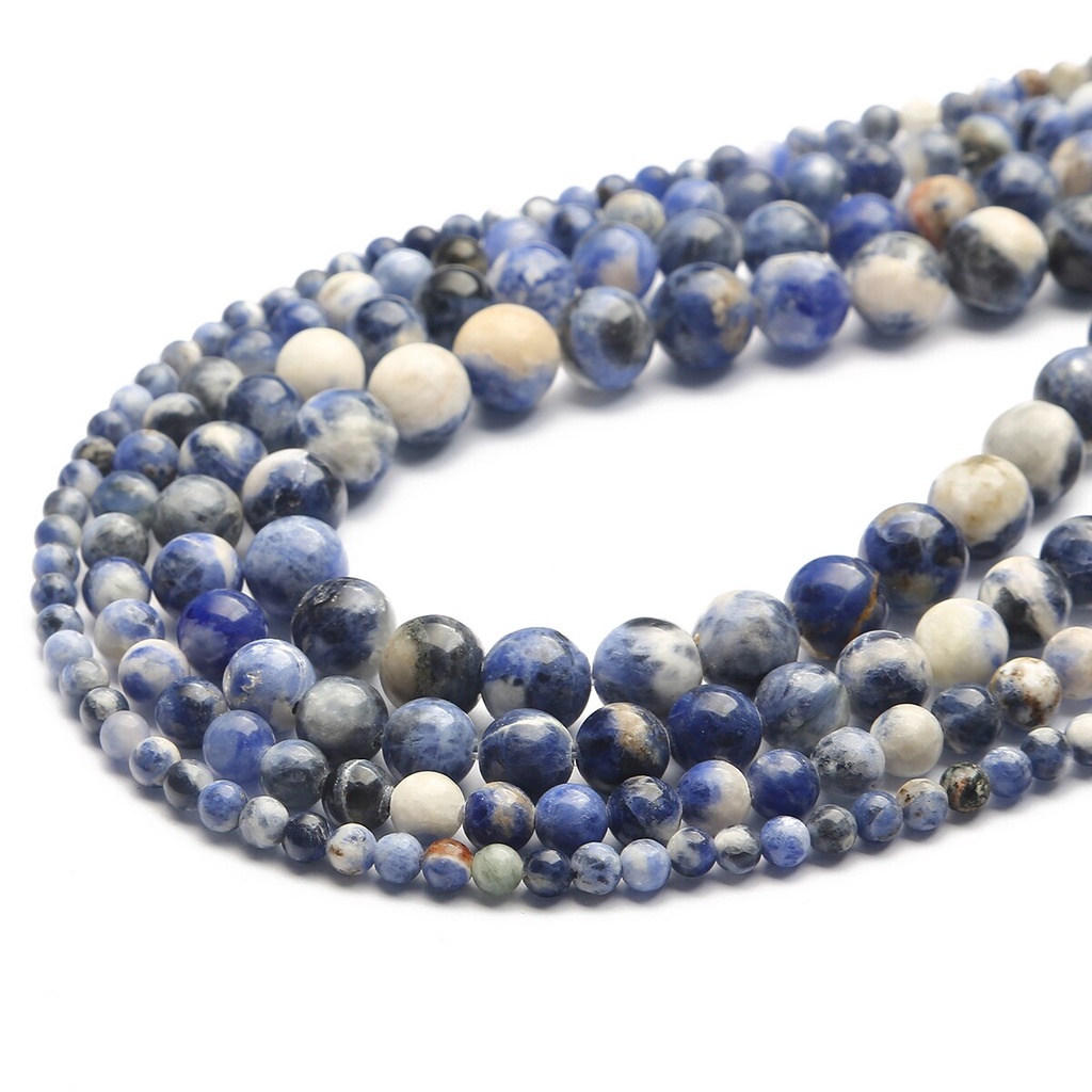 4 -12MM Grosir Biru Sodalite Beads Batu Permata Alami Belt Longgar Beads Untuk DIY Membuat Perhiasan Ukuran Gelang/Kalung