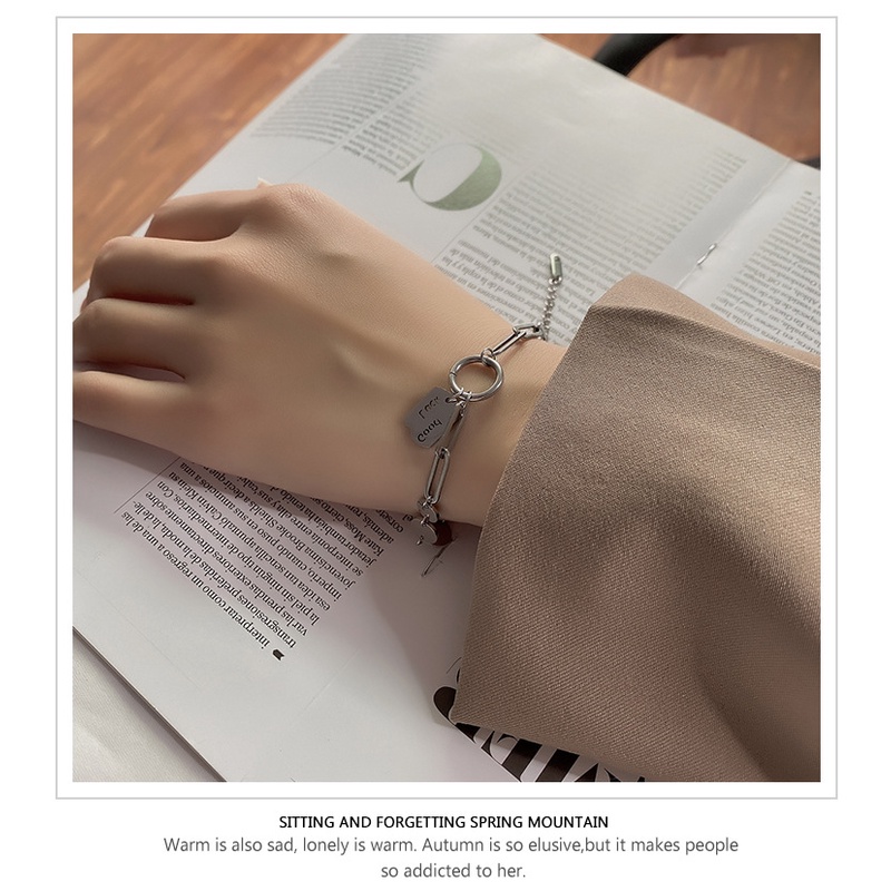 Gaya Korea ins titanium steel gelang sederhana kepribadian huruf tidak teratur fashion stainless ste