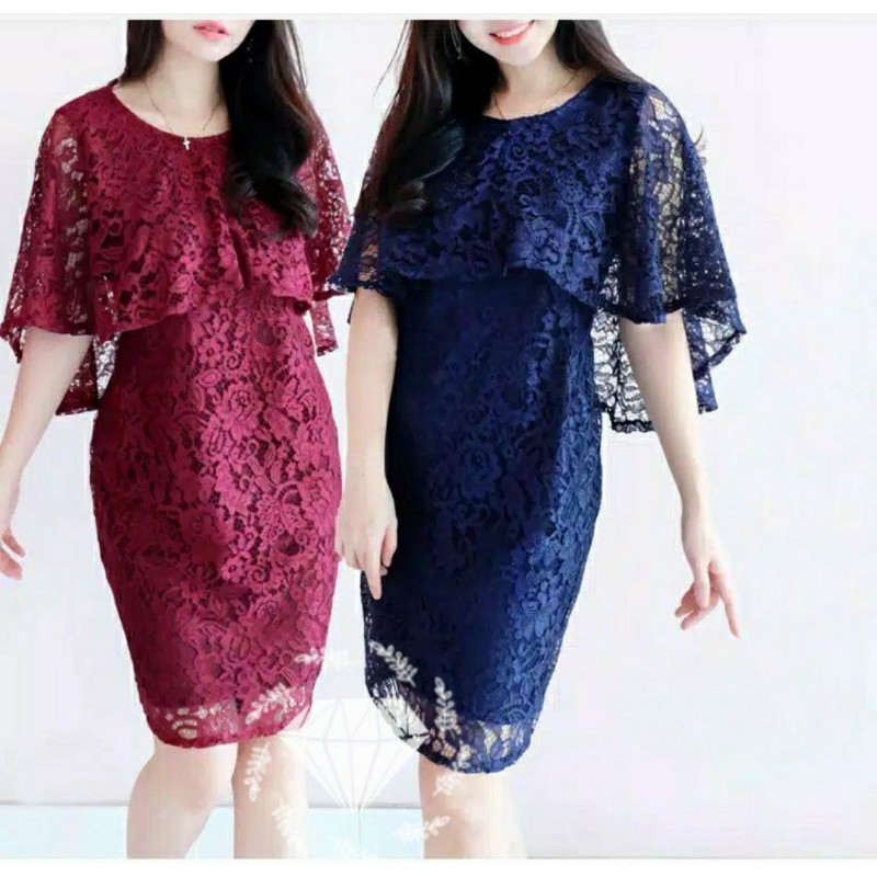 ADA UKURAN JUMBO Dress Pesta Natal Brokat Mewah Wanita Remaja Modis Kekinian 2021/Gaun Natal Mewah D