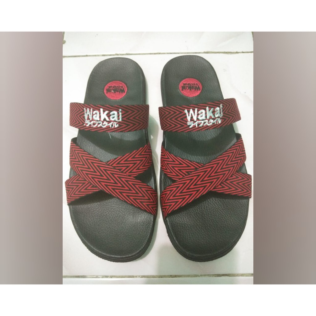 Wakai Flipflop Sandal Pria Terbaru Fashion Korea Wakai Tali Silang Two Tone Size Lokal Trendy 2020