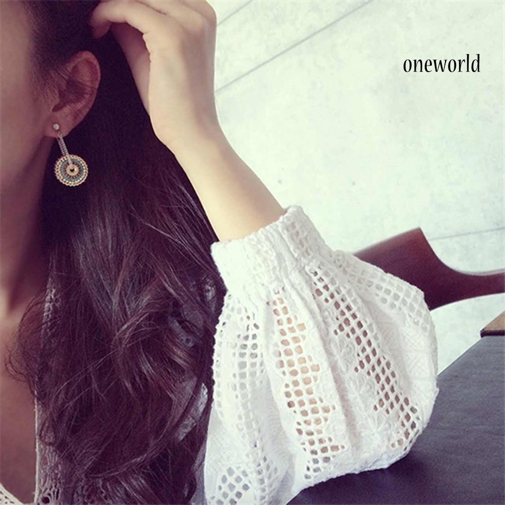 OW@ Women's Bohemian Round Handmade Pendant Drop Dangle Rhinestone Eardrop Earrings