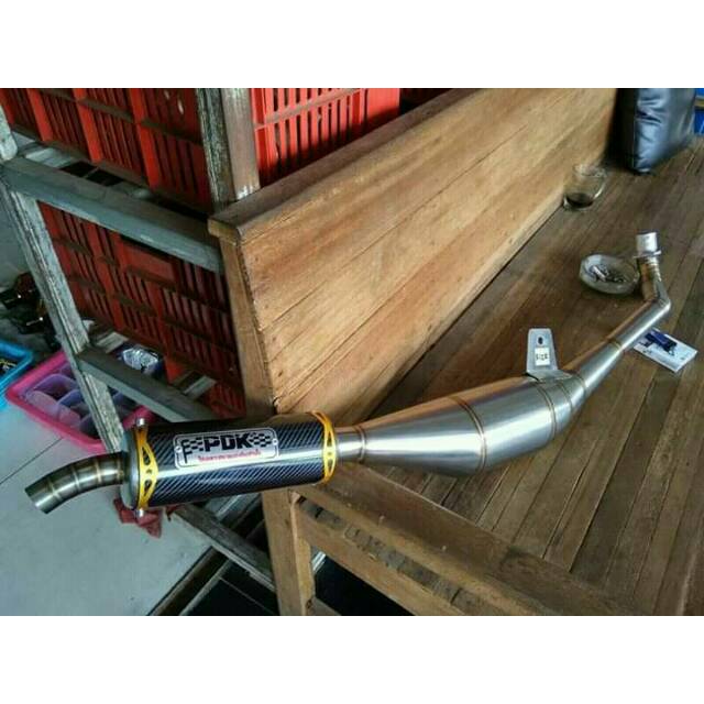 Knalpot fiz r standar racing kolong samping full stenis clincer carbon-knalpot force one FIZR