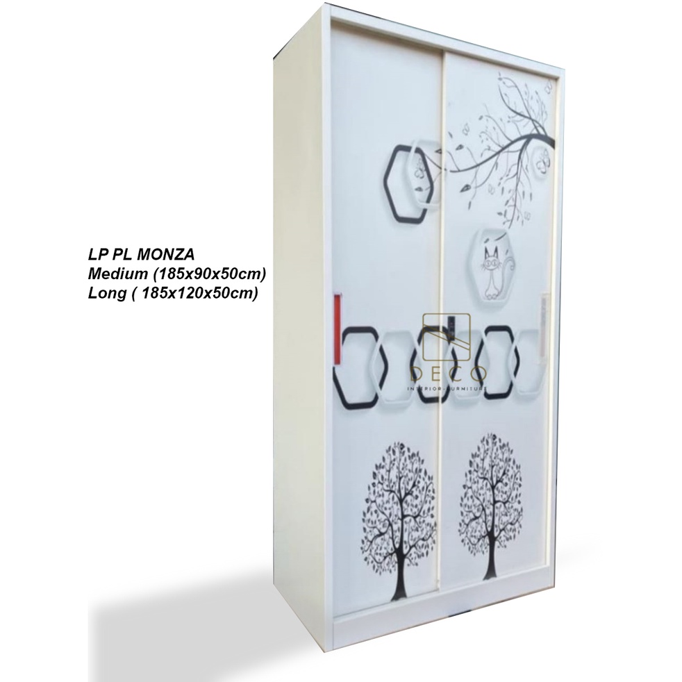 Lemari Pakaian Minimalis Baju Besi Sliding - MONZA MEDIUM