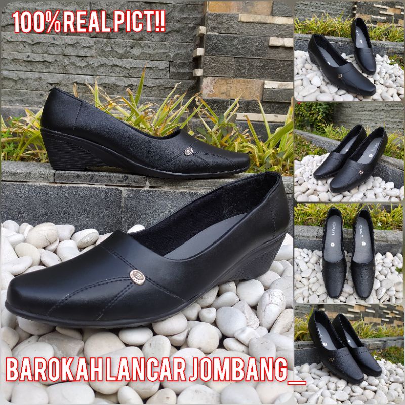 SEPATU WEDGES KERJA WANITA PANTOFEL DUNLUP SIZE 36-40 100% MURAH BERKWALITAS