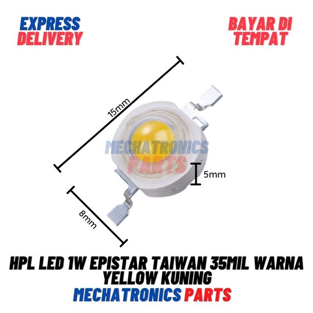 [5687] HPL LED 1W EPISTAR Taiwan 35mil Warna Yellow Kuning