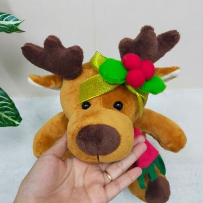 Boneka Reinder Yelvo Size 9&quot;/30cm/boneka rusa syall/accesoris natal/kado natal/Boneka Natal