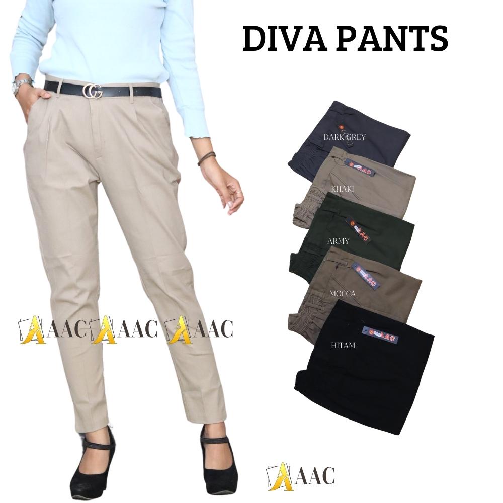 Celana Wanita Tebal Dan Stretch Belah samping Diva Pants