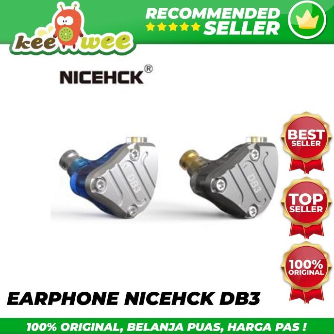 Produk Terbaik] Earphone NICEHCK DB3 hybrid with MIC 3 Driver 2DD 1BA Hitam
