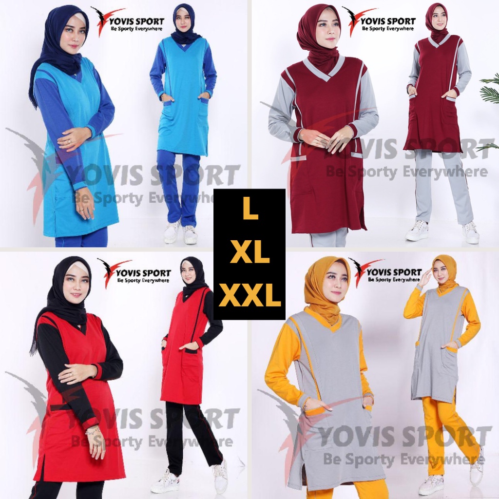 Setalan Olahraga Wanita Baju Aerobic Zumba Cewek Pakaian Senam Gym Terbaru Kekinian Sport Yovis