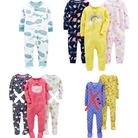 SLEEPSUIT ANAK PEREMPUAN CARTERS BAJU TIDUR ANAK PEREMPUAN