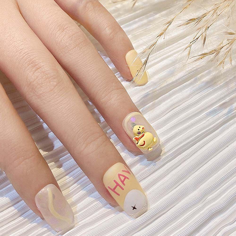 Mxbeauty Seri Hewan Hiasan Kuku Populer Kartun Cinta Hati Kecil Kuning Bebek Permen Cherry Jepang DIY Nail Art Aksesoris