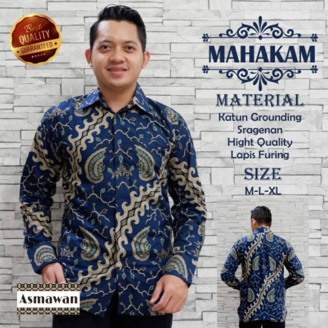 Mahakam Kemeja Batik Ekskluaif Pria Bahan Katun Sragenan Lapis Furing Kualitas Premium