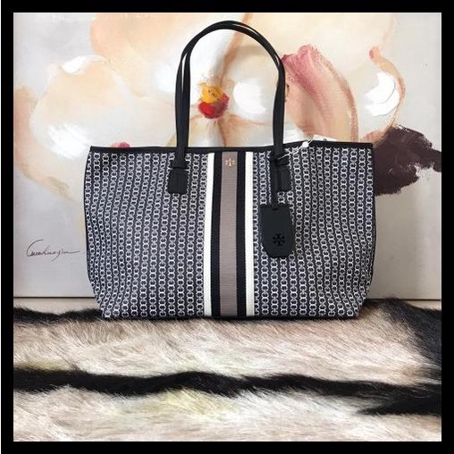 Bag Canvas - Tas Tory Burch Wanita Original Gemini Link Canvas Bag Black
