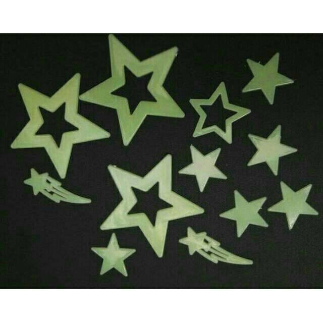 Sticker Glow In The Dark Stiker Fosfor Fluorescent Balon Udara Smile Star Rainbow Angel Flower Bunga