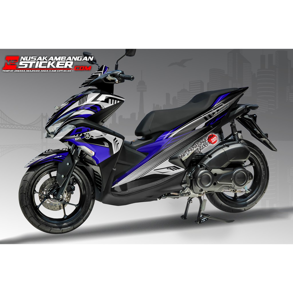 Decal Stiker aerox - HITAM GRAFIS BIRU PUTIH