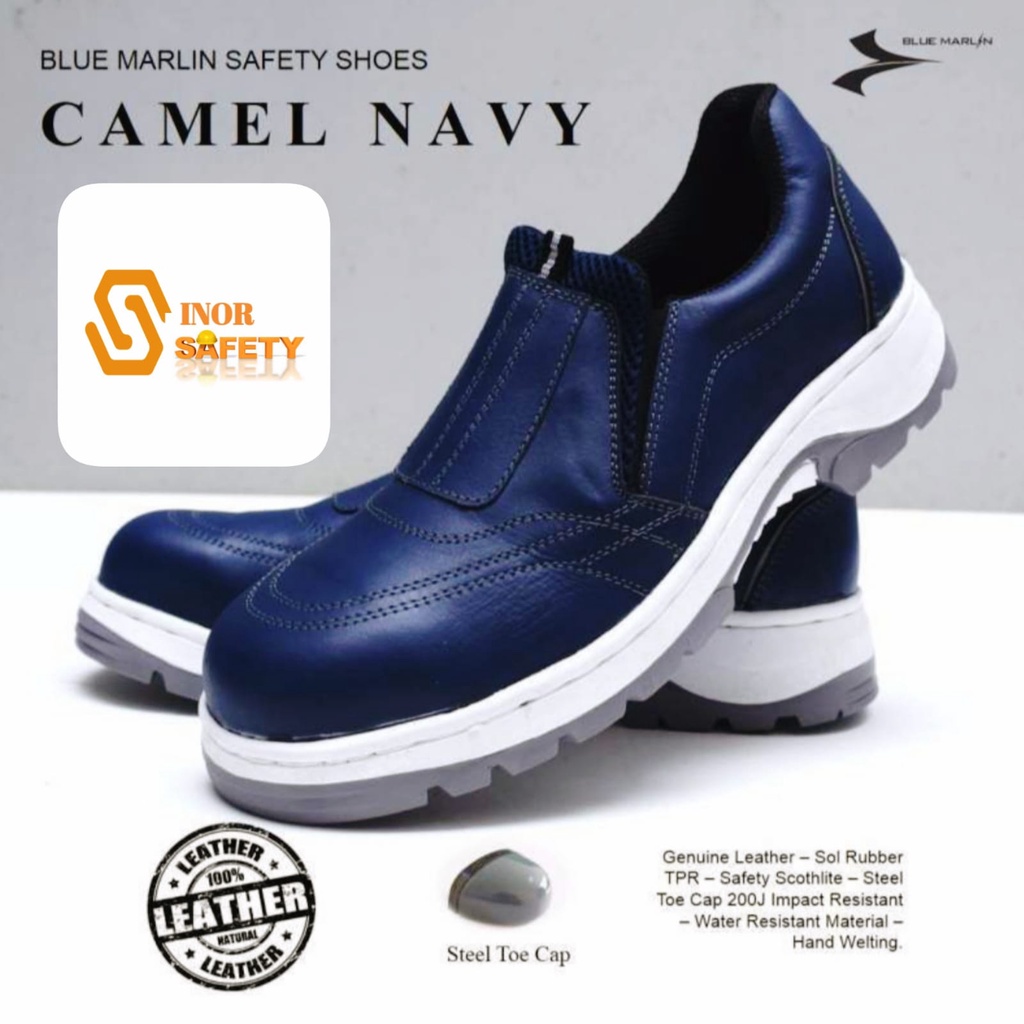 Sepatu Safety SNI Ujung BESI Blue Marlin CAMEL Safety Shoes