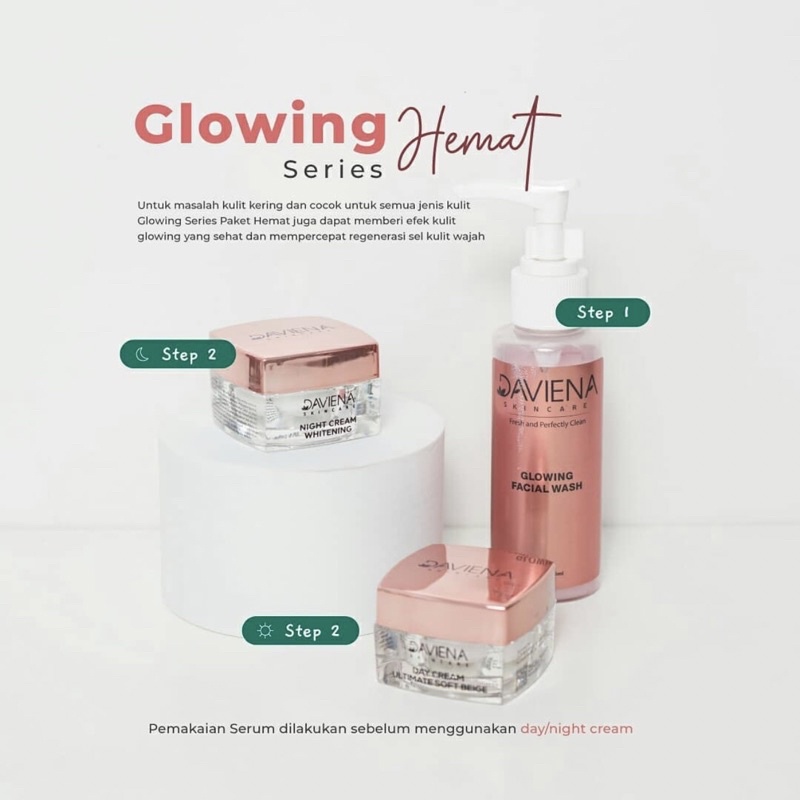 PAKET HEMAT GLOWING SERIES (FW+Day+N) DAVIENA SKINCARE JAKARTA davienaskincarejakarta