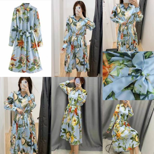 Blue maxi dress import fb / pakaian wanita casual dress / hijab fashion