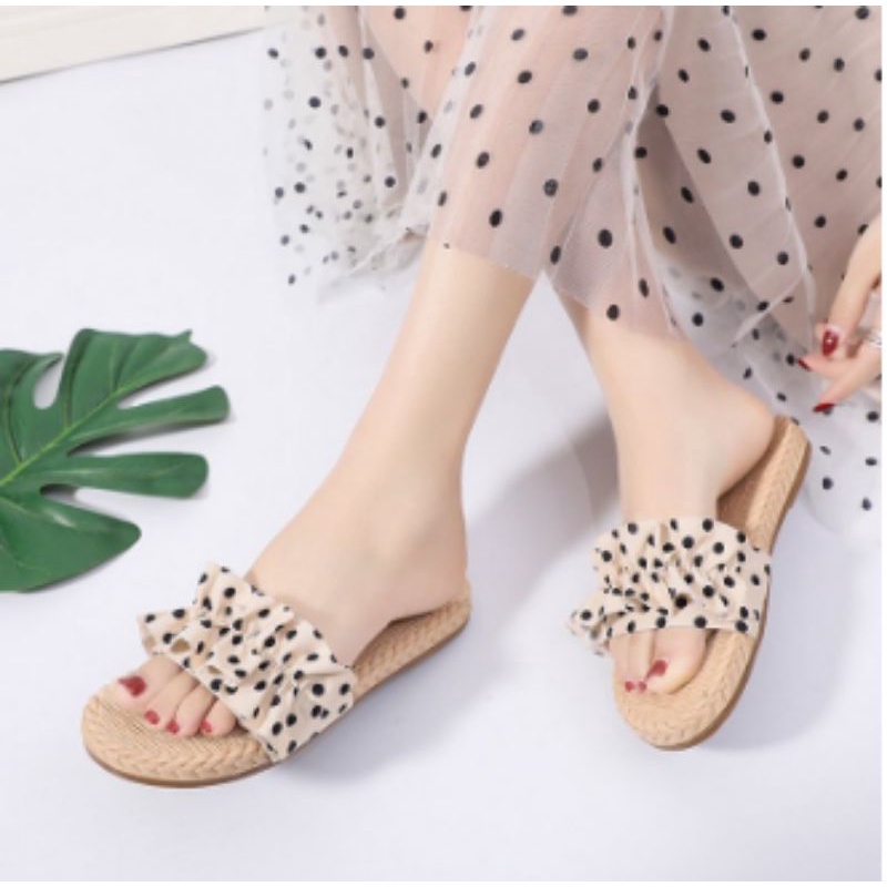 SANDAL KOKOP WANITA PRESS KERUT POLKADOT SM10