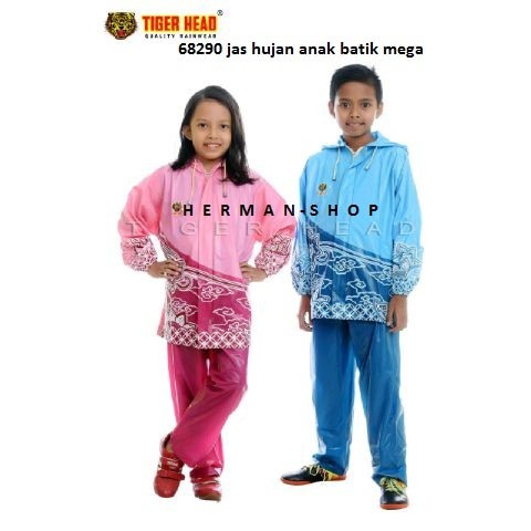 Baju anak perempuan QT471 JAS HUJAN ANAK ANAK STELAN BATIK MEGA type 68290 BATIK cowok cewek Keren