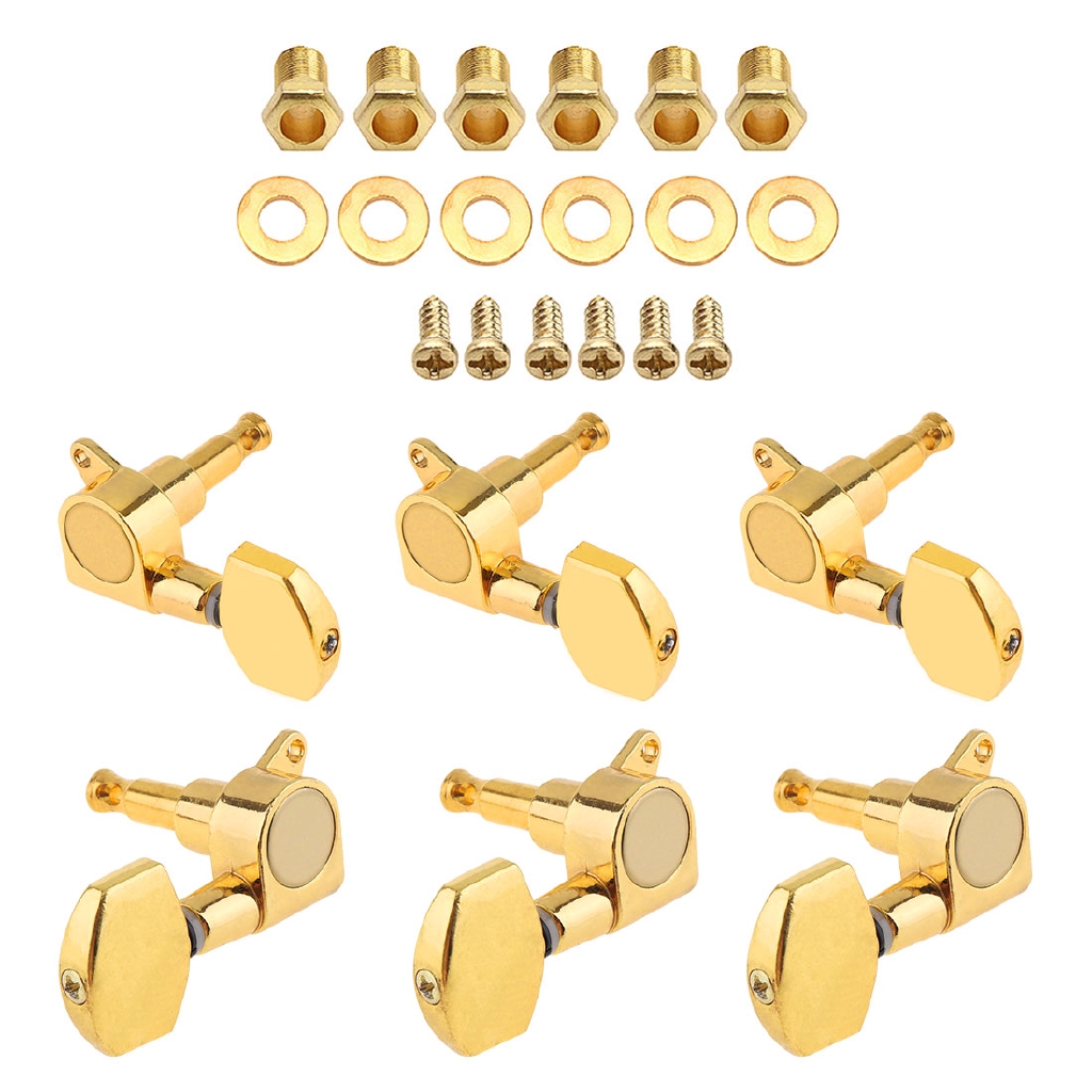 6pcs Tuning Pegs 3R + 3L Lapis Emas Untuk Gitar