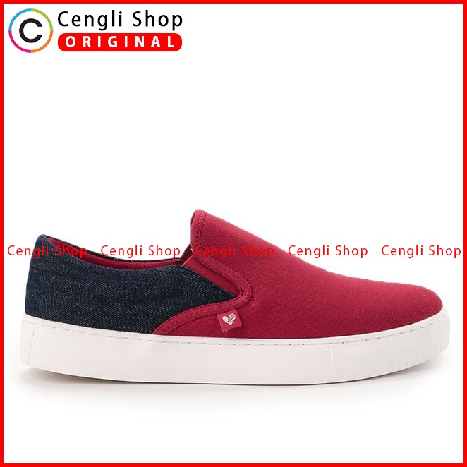 SEPATU SLIP ON OBERMAIN PRIA ORIGINAL CASUAL BRANDED ASLI MERAH OM13