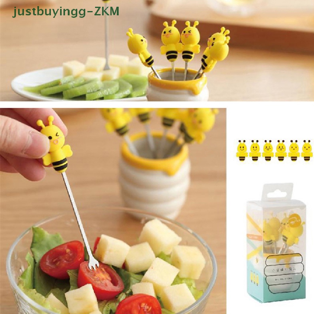 6 Pcs / set Garpu Buah Madu Bahan Stainless Steel Untuk Anak