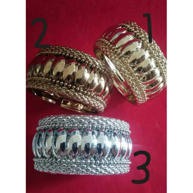 Gelang fashion silver dan gold metalic