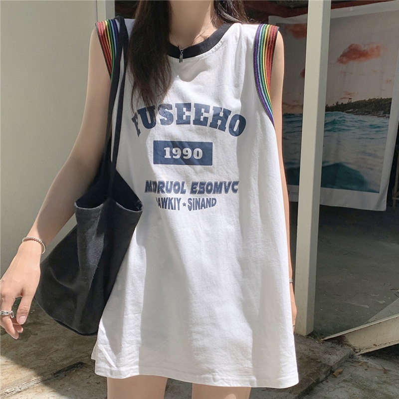 Baju Oversize Tanpa Lengan Wanita Tshirt Longgar Olahraga Style Korea