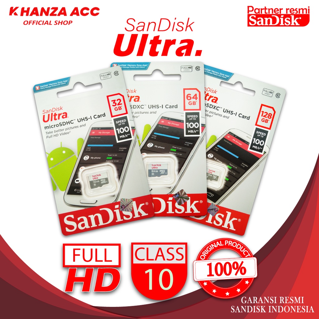 KHANZAACC PROMO EXLUSIVE MEMORI HP 32GB 64GB 128GB MICRO SD SANDISK CLASS 10 ORI BERGARANSI RESMI