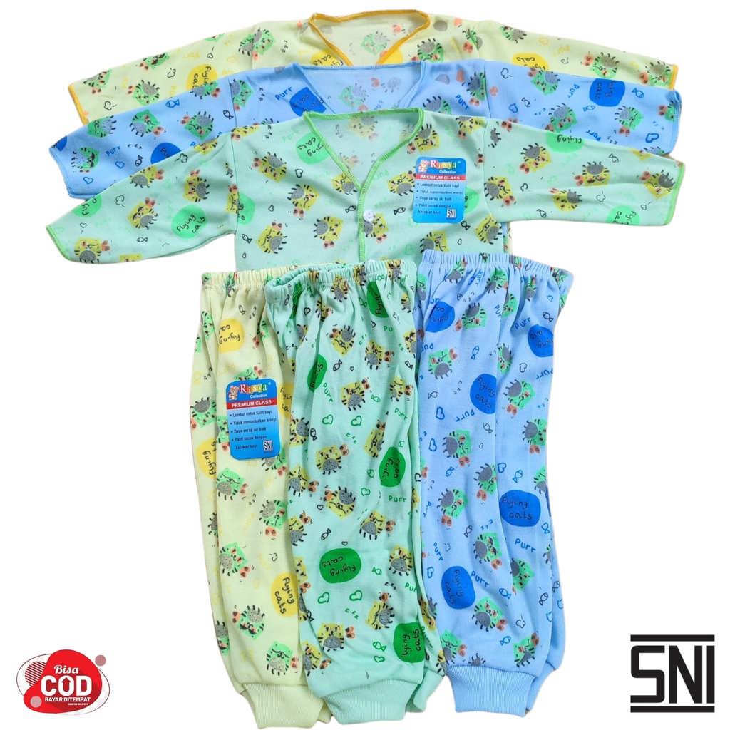 6pcs/ 3 stel Baju bayi baru lahir Lengan Pendek/ grosir baju dan celana bayi newborn Lengan Panjang