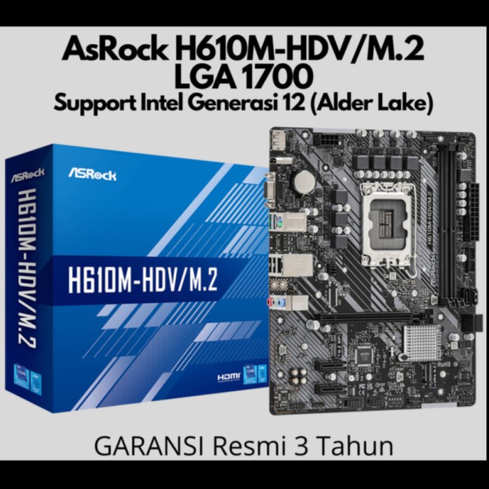 Motherboard Asrock H610M-HDV/M.2 Intel H610 LGA1700 DDR4 Alder Lake